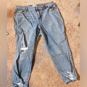 Lane Bryant signature fit, mid-rise boyfriend, distressed denim 18W